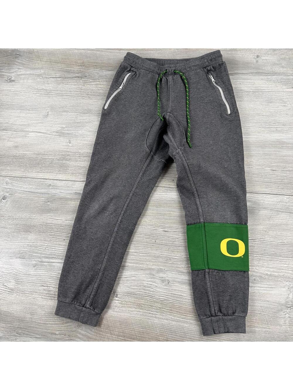 Nike Oregon Ducks Joggers Sweatpants Small Heather Gray Y2K Leg Patch "O"